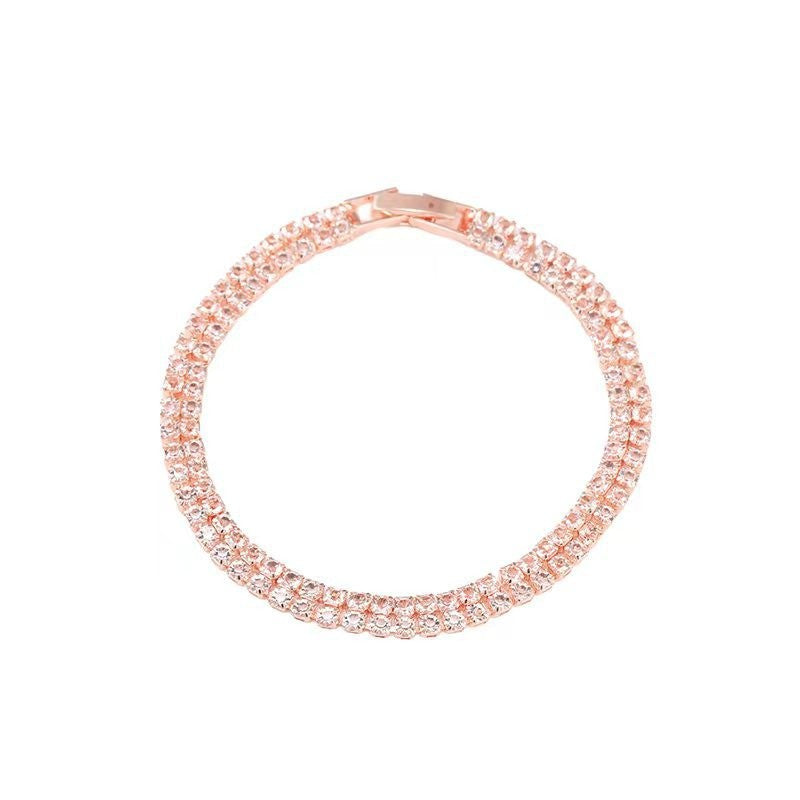 1,2,3 Row Full Pave Cubic Zirconia Couple Bracelet Trendy European & American Style, Best-Selling Holiday Gift For Couples