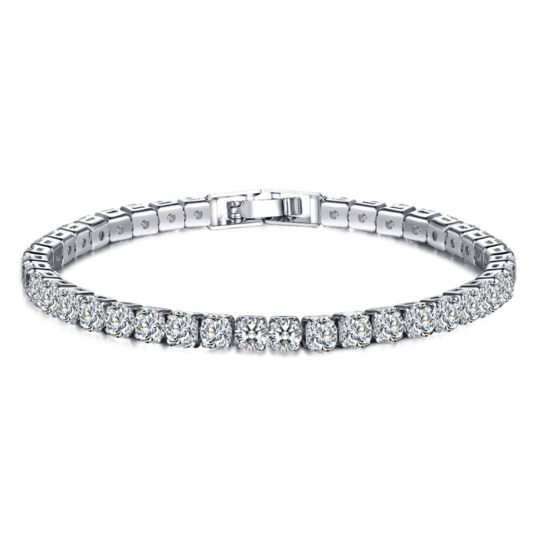 1,2,3 Row Full Pave Cubic Zirconia Couple Bracelet Trendy European & American Style, Best-Selling Holiday Gift For Couples