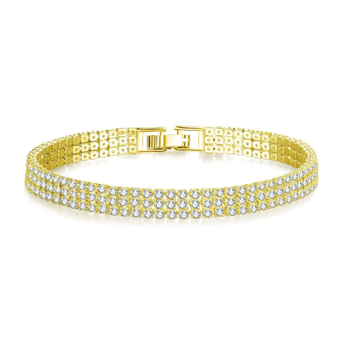 1,2,3 Row Full Pave Cubic Zirconia Couple Bracelet Trendy European & American Style, Best-Selling Holiday Gift For Couples