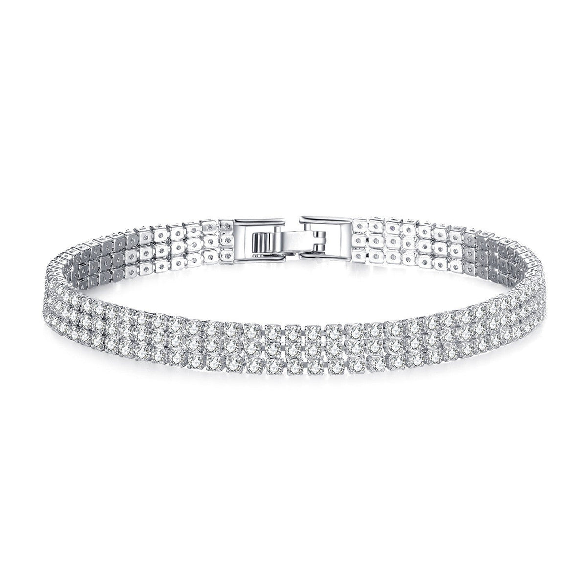 1,2,3 Row Full Pave Cubic Zirconia Couple Bracelet Trendy European & American Style, Best-Selling Holiday Gift For Couples
